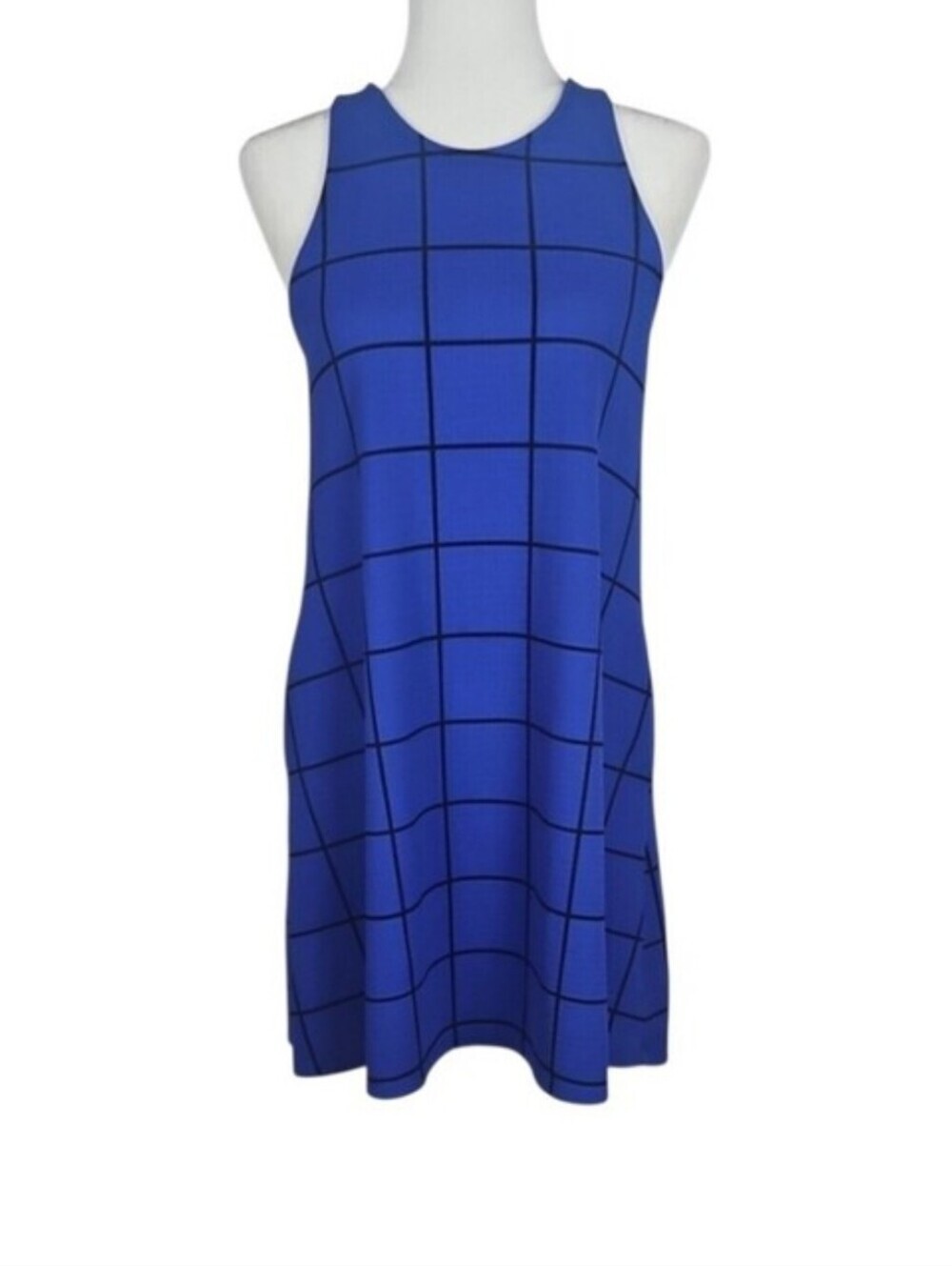 Candie's Blue Windowpane A-Line Dress Lace Detail Y2K Mall Brand Preppy Size S
